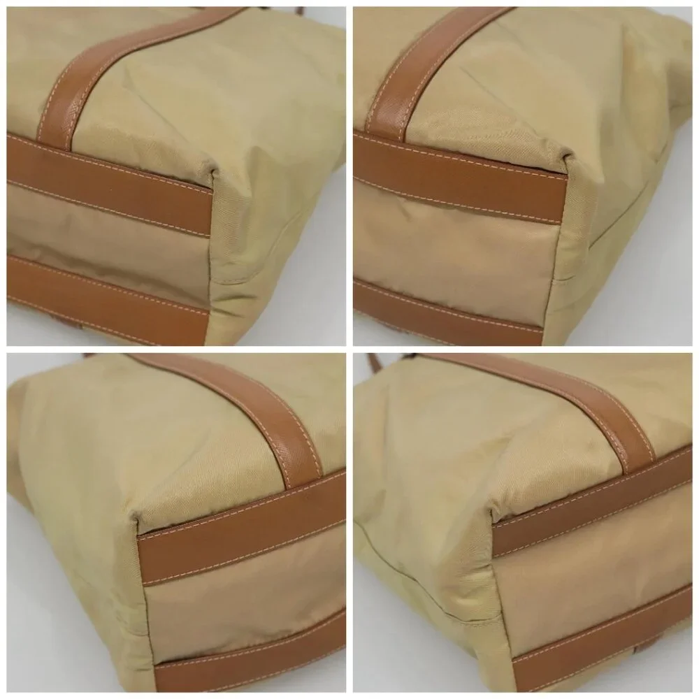 PRADA Tote Bag Nylon Beige Silver Auth 131176 - Picture 14 of 16